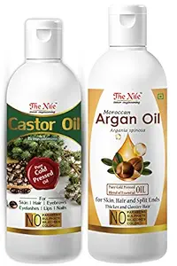 Premium Castor Oil 100 ML + Moroccan Argan 200 ML (Combo of 2 Bottle) (300 ML)