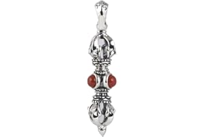 ForFox Ciondolo Vajra dorje Buddista Tibetano in Argento Sterling 925 Ciondolo amuleto con Pietra per Uomo Donna