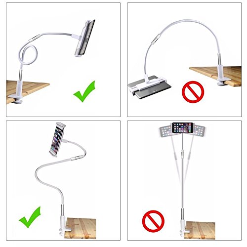 POTOK 360 Rotante Flessibile Lungo Braccio di Supporto per Telefono Cellulare Stare Pigro Letto Tavolo Tablet Auto Selfie Staffa di Montaggio per Iphone Ipod Touch di Samsung Nota HTC One Google Nexus 120CM, Compatibile con telefono e tablet tra 4.010.6 pollici