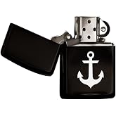 Black Gasoline Metal Lighter with BK Gift Anchor Design