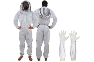 URBANSBEE Combinaison d'apiculteur en coton, vêtements d'apiculteur à double fermeture éclair, équipement de protection pour hommes et femmes, apiculteurs professionnels