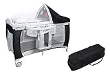 COSTWAY Lit Bébé Parapluie avec Matelas Lit pour Bébé avec Moutiquaire 120 x 60 x 76 cm (Noir)