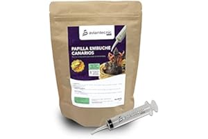 AVIANTECNIC.SHOP Aviantecnic Papilla Embuche Canarios | Alimento Complementario para Pájaros Ornamentales | 400 g con Jeringa de Embuche Incluida