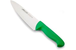 Arcos Couteau de Chef en Acier Inoxydable Nitrum avec Lame de 200 mm – Couteau de Cuisine Polyvalent Professionnel, Poignée Ergonomique en Polypropylène – Couleur Verte, Série 2900