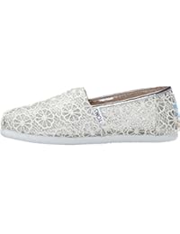 Toms Classic Silver Crochet Glitter Youth Alpargatas Zapatos