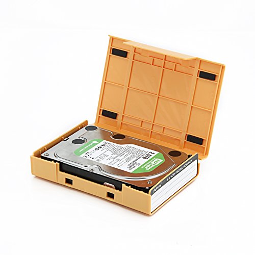 SISUN® 3.5 inch HDD Protector Case , Professional Premium Hard Drive Protection Box für 3,5 Zoll HDD Festplatten schutzhülle (Gelb) - 3