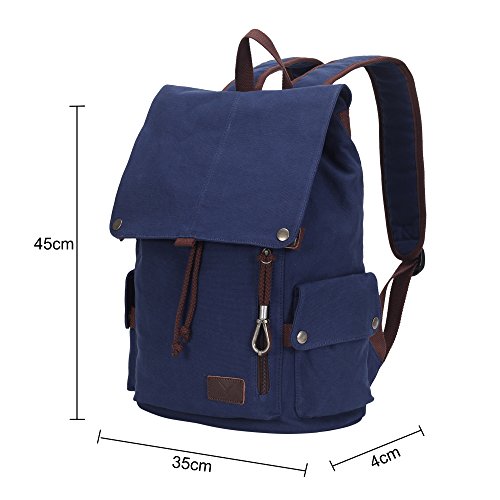 Veevan Damen Herren Retro Canvas Laptop Rucksack 15,6 - 7