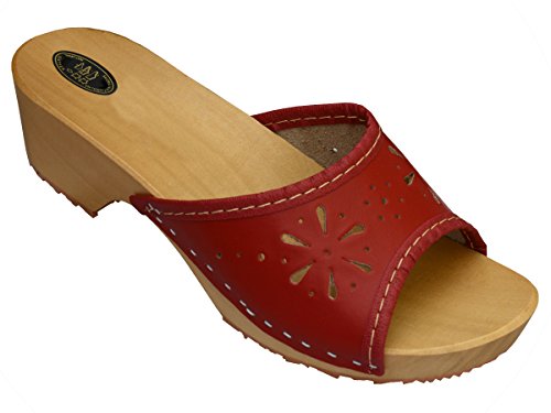 BeComfy zapatillas de cuero de mujer tres colores tamaños 35-41 model VK10 (37, Rojo)