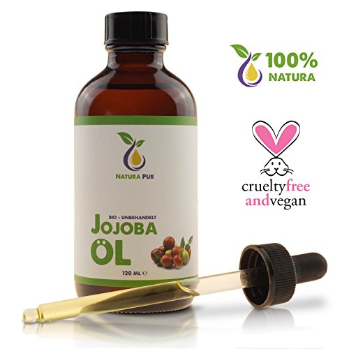 Reines Bio Jojobaöl Gold 120ml, ohne Silikon – 100% nativ und kaltgepresst – ideal für Gesicht, Körper, Haare, Haut, Hände – naturreines Basisöl in Lichtschutzflasche mit Pipette - 2