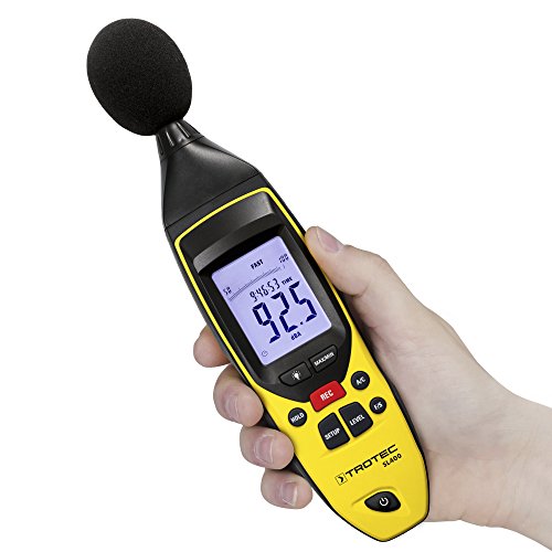 TROTEC Schallpegel-Messgerät SL400 mit Datenlogger-Funktion (bis zu 32.700 Messwerte) mit USB-Anschluss und 3,5 mm Klinkenbuchse / Inklusive Kalibrierzertifikat, Mini-Stativ und Transportkoffer - 3