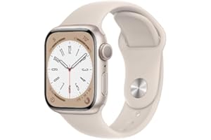 Apple Watch Series 8 (GPS, 41mm) Starlight Aluminiumgehäuse mit Starlight Sportband, Einheitsgröße (Generalüberholt)