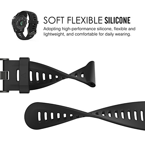 MoKo Garmin Fenix 3 Sport Watch Armband – Silikon Sportarmband Uhr Band Strap Ersatzarmband Uhrenarmband mit Werkzeug für Garmin Fenix 3 / Fenix 3 HR GPS Smart Watch, Schwarz/Grün - 3