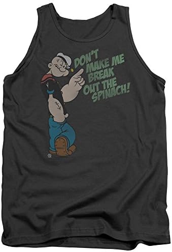 Popeye Break Out Spinach Mens Tank Top Shirt (Charcoal, Medium)
