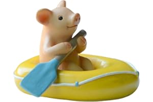 Gemmia Figurines Miniatures de Cochon de Jardin féerique- Capitaine Cochon d'aviron