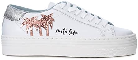 Chiara Ferragni Collection Women's Chiara Ferragni Suite White Leather Sneaker with Glitter Palms 40(EU) -7(UK) White