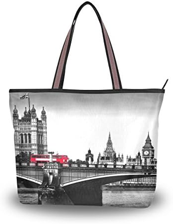 UHONEY Extra Large Handbags for Women,Vintage London Big Ben,Fashion Design Lightweight Shoulder Tote Bag