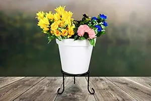 HINS Iron Metal Round Pot Stand With 12 Inch Cosmos Plastic Pot For Indoor & Outdoor Gardening (black) Plant Stands For Indoor Balcony I Plant Bench I Plant Stands I Pot Stand Single I Potted Plant Stand I Big Pots I Metal Plant Stand I Tall Outdoor Planter I Metal Casters I Large Plant Stand I Pot Stands For Garden I Indoor Plants Stand I Iron Plant Stand I Terrace Garden Stand I Garden Rack I Iron Stand For Pots I Pots Stand I Indoor Planter With Stand I Meta