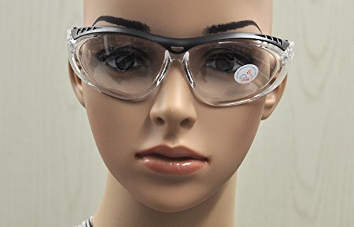 Sportliche Schutzbrille Plastikbrille Radbrille Arbeitsschutz ANSI Z87.1 CE-Norm -SCHWARZ/KLAR- - 4