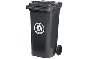 BURAKH Recycling Wheelie Bin Dustbin Rubbish Waste Trash Kitchen Home Office 100L 120L EN840 | Outdoor Rubbish Waste with Wheels | Recycling Food Dustbin (Black, 100L)