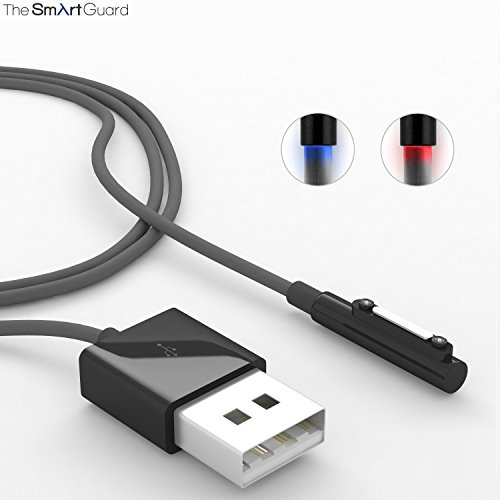 Original THESMARTGUARD Sony Xperia Z3 Compact Magnet Ladekabel und integrierter LED Anzeige für den Ladestrom in schwarz – NEU mit überarbeiteter Ladegeschwindigkeit! – Länge: 1 Meter - 5