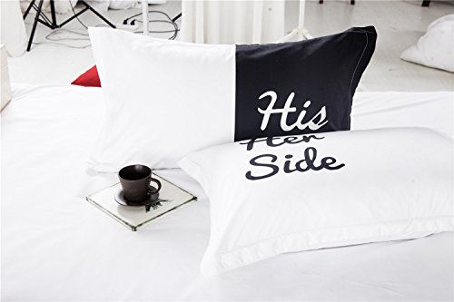 Generic Her Side His Side Liebhaber Bettbezug Bettwäsche Set 4-teilig Bettwaren (EU Queen(200x200cm)) - 5