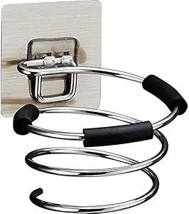 YELONA Dryer Holder Wall Mounted Self Adhesive, Stainless Steel Hair Blow Dryer Styling Tools Rack, Bathroom Organizer Compatible-(Silver, 1 PCS)