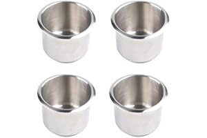Tbkoly 4Pcs Universal Marine Boat Cup Holder 68X55mm Steel Drop in Drink Cup Holder for Poker Table Couch, Silver (450872)