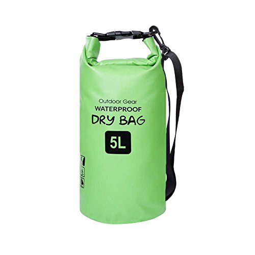 ZhaoCo Wasserdichter Packsack, 5L/10L/20L/30L wasserdichte Tasche Sack PVC Dry Bag für Kayaking, Bootfahrt, Kanufahren, Fischen, Rafting, Schwimmen, Kampieren, Snowboarding Wassersport(Grün, 5L)