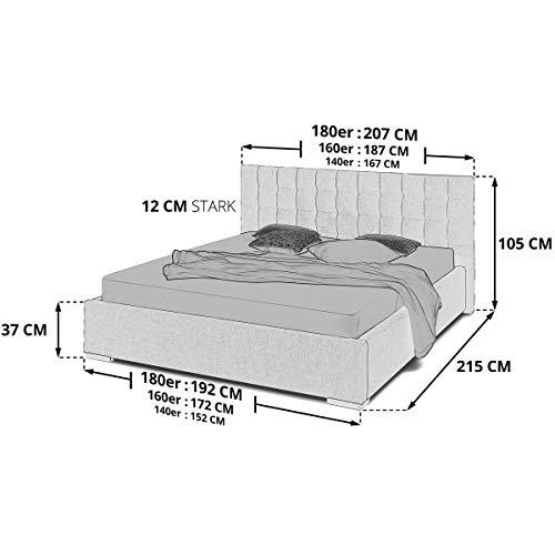 Bett mit Bettkasten Jimmy Samt-Stoff Polsterbett Lattenrost Doppelbett