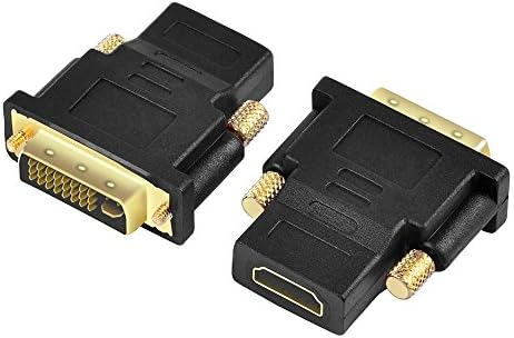 IIEasy DVI to HDMI, Gold-Plated DVI-I 24+5 to HDMI (DVI Male to HDMI Female) Adapter - Black - Pack of 2