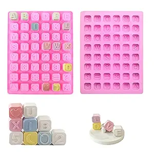 48 Cavities Silicone Letter Chocolates Molds, Alphabet Square Fondant Molds Baking Trays Uppercase Letter Moulds for DIY Crayons Candy, Cake, Pudding, Soap Easy to Demold