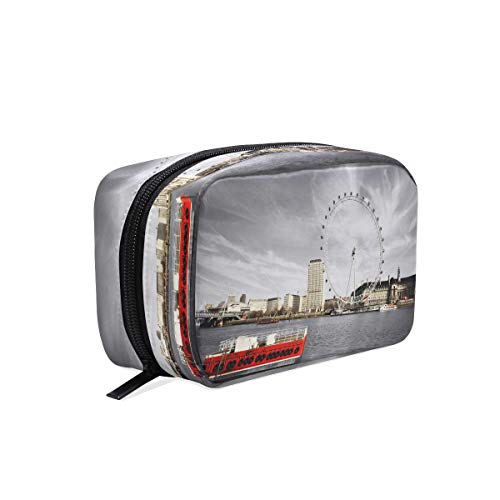 BIGJOKE Cosmetic Bag River Thames London Eye Zip Organizer Travel Makeup Bag Case with Compartments Toiletry Trave Cosmetic Bag Pouch for Girls Women Men Teens