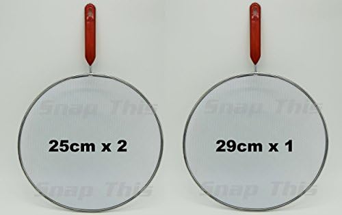 TekNoh - Anti Splatter Guard Set - 29cm & 2 x 25cm - Set Frying Pan Anti Splash Screen Cover Mesh Metal Wired