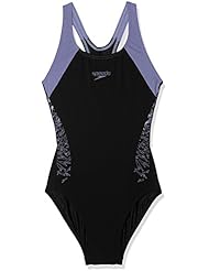 Speedo Girls Boom Splice – Bañador, niña, color Black/Vita Grey, tamaño talla 28