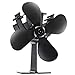Produktbild Stromloser Ventilator für Kamin - Albrillo Umweltfreundlich Ofenventilator mit 4 Rotorblätter und Tragbar Griff für Holzöfen, Hitze Powered Ofen Fan für Holz/LOG Brenner/Kamin, Schwarz und Kein Lärm