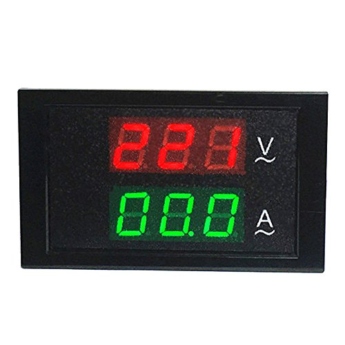 uniquegoods AC80-300V / AC200-450V 50A / 100A / 200A LCD digital medidor del amperímetro del voltímetro de corriente Panel de Ampere Gauge Rojo Verde de pantalla dual Corriente de la bobina del transformador CT (AC 200-450V 200A)