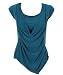 KRISP® Pleated Cowl Neck Low Cut Tie Back Vest Silk Jersey Top Party Evening 3540 (Teal,18)