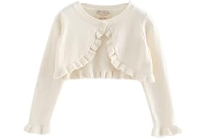 Alunsito Bambini neonate maglione lavorato a maglia sottile cardigan tinta unita chiusura con bottoni Bolero coprispalle manica lunga giacca con volant