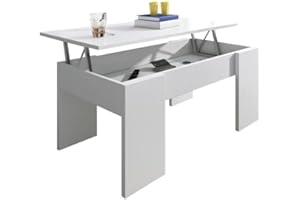 SHIITO | Modelo VINCCI- Mesa de Centro Elevable | Moderna y Funcional | Acabado en Blanco - 45,3x90x50 cm