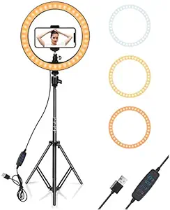 ABYAT 10 inch Ring Light with 60 inches Tripod Stand - LED Camera Selfie Tripod and Phone Holder for Video Photography Makeup Live Streaming, Compatible with All Android Phone
