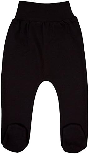 TLLC Footed Baby Girls Boys Leggings Trousers With Feet 100% Cotton (Black, 68cm (4-6 Months))