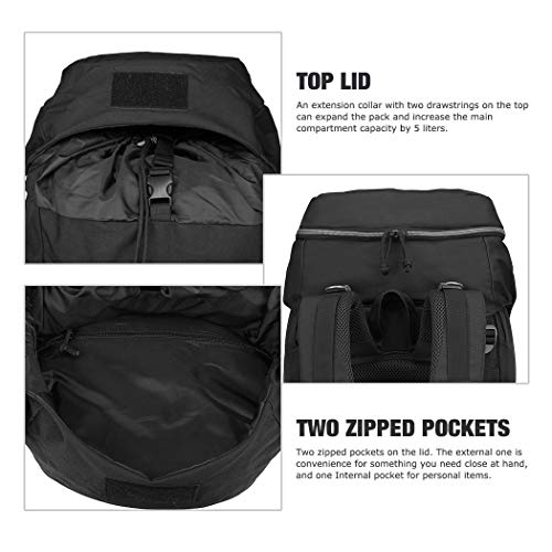 Mardingtop 50L Mochila Táctica Militar Molle Mochila de Asalto Acampada Senderismo Deporte (Negro) - Mardingtop