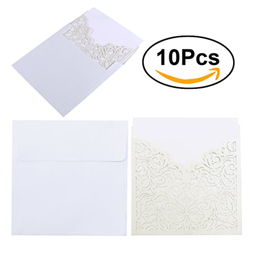 ROSENICE 10Pcs Hochzeit Einladungskarten - aushöhlen dekoratives Muster (weiß)