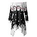 Produktbild MYMYG Frauen Frohe Weihnachten Weihnachtsmann Printed Off Schulter Sweatshirt Top Plus Größe Snowflake Printed Tops Schulterfrei Asymmetrische Zipper Dots Print Tops Mit Kapuze