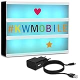 kwmobile Boîte lumineuse LED A4-7 changements de couleur 252 caractères noirs et colorés - Boîte à lumière personnalisable prise micro USB