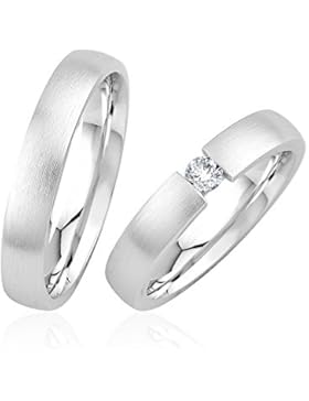 GIORO Alice 27 Eheringe Verlobungsringe Trauringe Freundschaftsringe Silber 925 *handgefasster Swarovski Stein...