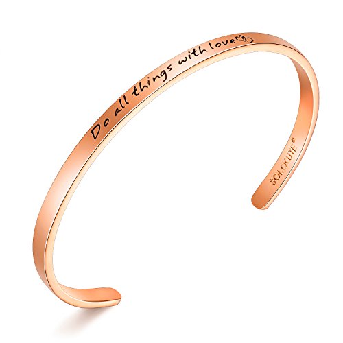 Solocute Brazalete de mujer 'do All Things with Love.'Inspirational Cuff Jewelry Regalo perfecto para Navidad, Acción de Gracias, Cumpleaños y Graduación