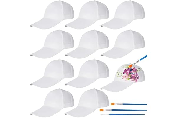 WAVATA 10 stycken baseballkepsar graffitimössa pysselset barnkepsar för målning baseballkepsar gör-det-själv-set barn vit basebollkeps för presentidéer basebollkeps barn pojkar flickor