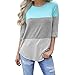 Produktbild T Shirt Damen 3 \ 4 Hülse Sommer LSAltd Frauen Mode Hit Farbe Rundhals Crop Top Damen Streifen Splice Schlank Hemd 2018 (XL, Himmel Blau)