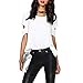 TopTie Women's Short Sleeve Chiffon Top Cross Open Back Loose Blouse - White,L